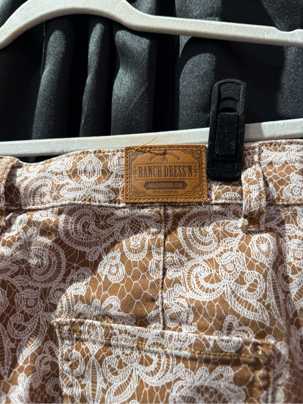 Women's Beige Floral Wide Leg Jeans - Picture 5 of 5